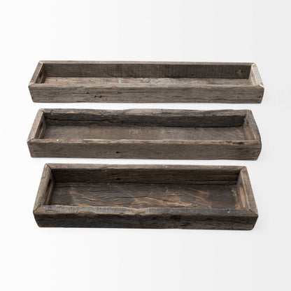 Meduim Natural Brown Reclaimed Wood With Grains And Knots Highlight Tray