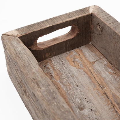 Meduim Natural Brown Reclaimed Wood With Grains And Knots Highlight Tray