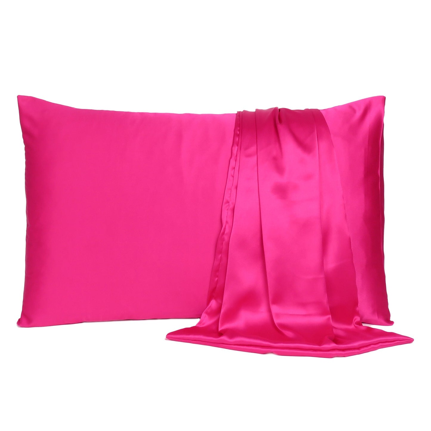 Fuchsia Dreamy Set Of 2 Silky Satin King Pillowcases