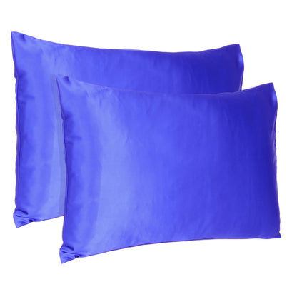 Royal Blue Dreamy Set Of 2 Silky Satin King Pillowcases