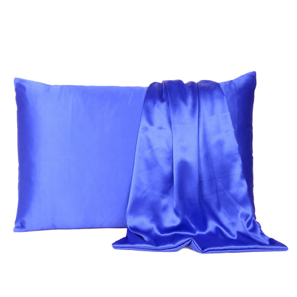 Royal Blue Dreamy Set Of 2 Silky Satin King Pillowcases