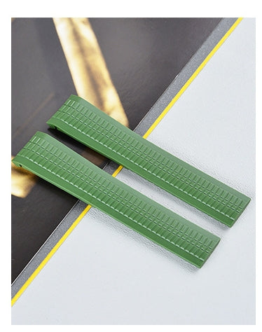 Color: Green, Size: 21mm Silver Buckle - Rubber Watch Strap Baida ''silicone Strap 21mm Folding Buckle