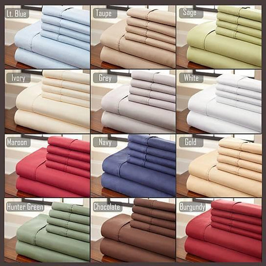 Size: Queen,Color: PURPLE - 6-Piece Luxury Soft Bamboo Bed Sheet Set in 12 Colors