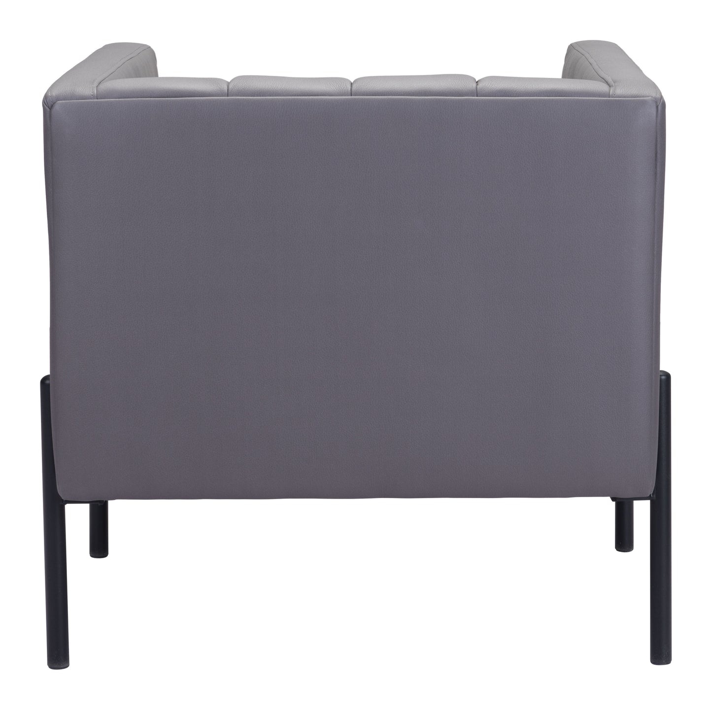 Light Gray and Black Modern Cube Faux Leather Accent Chair