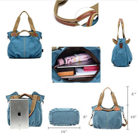 Color: Teal Ocean - ARM CANDY Handy Natural Canvas Handbag