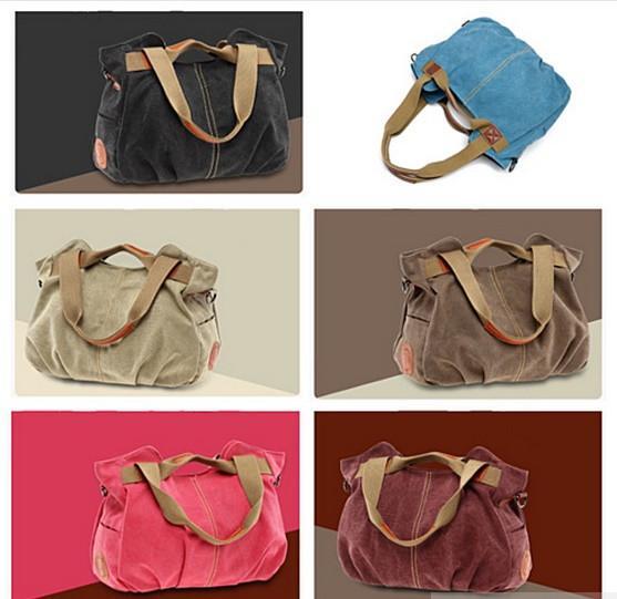 Color: Very Cherry - ARM CANDY Handy Natural Canvas Handbag