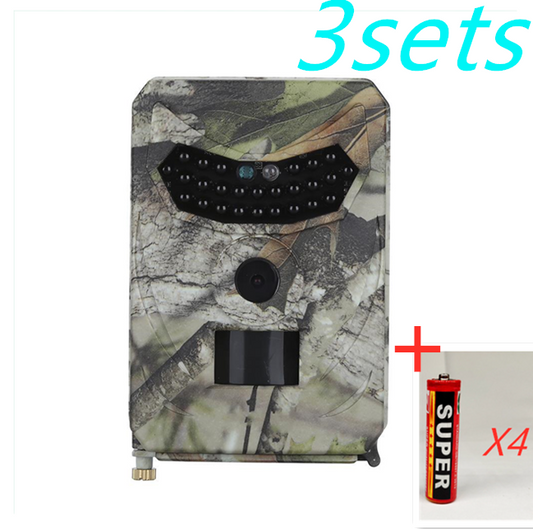 Color: Green3PC, style: With 12pcs battery - 1080P Trail Camera Hunting Game Camera Outdoor Wildlife Scouting Camera PIR Sensor Infrared Night Vision
