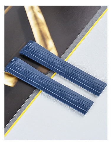 Color: Blue, Size: 21mm Silver Buckle - Rubber Watch Strap Baida ''silicone Strap 21mm Folding Buckle