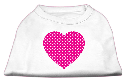 Pink Swiss Dot Heart Screen Print Shirt White S
