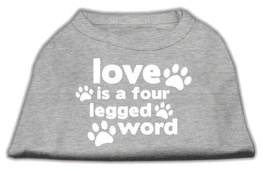 Love is a Four Leg Word Screen Print Shirt Grey XS