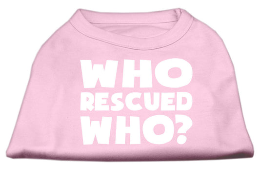 Who Rescued Who Screen Print Shirt Light Pink Sm