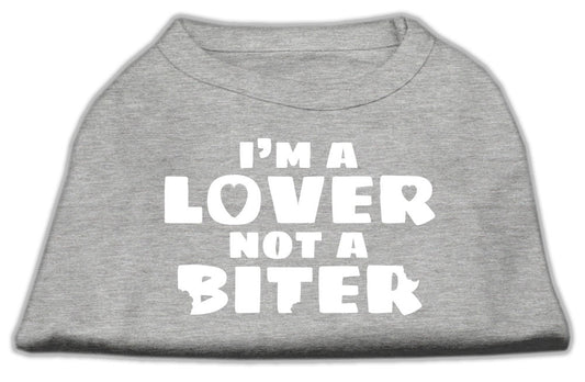 I'm a Lover not a Biter Screen Printed Dog Shirt  Grey XS