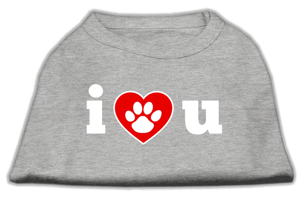 I Love U Screen Print Shirt Grey Lg