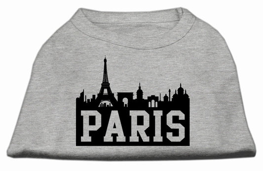 Paris Skyline Screen Print Shirt Grey XS