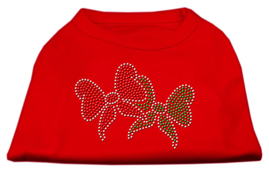 Christmas Bows Rhinestone Shirt Red XXXL