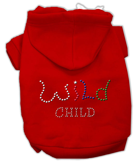 Wild Child Rhinestone Hoodies Red XXXL