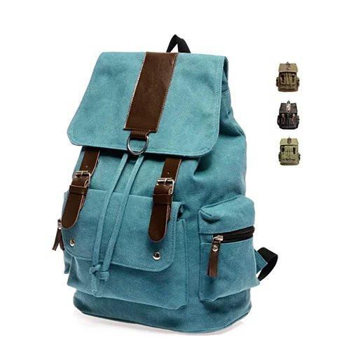 Color: Sage - Back To Campus Canvas Backpack In 4 Colors