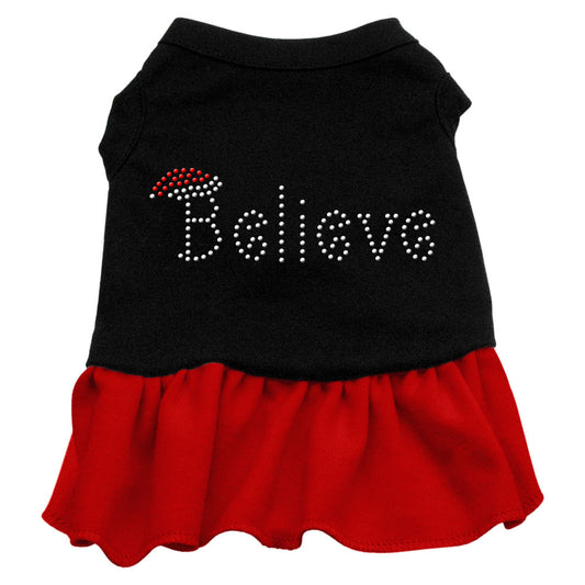 Believe Rhinestone Dress Black with Red XL