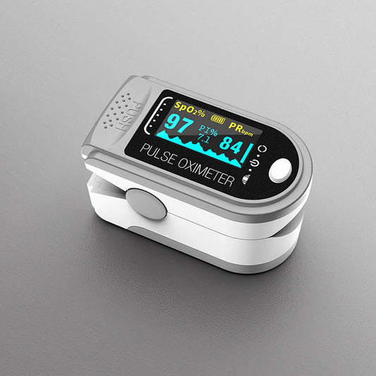 Color: Grey - Portable Blood Oxygen Monitor Finger Pulse Oximeter