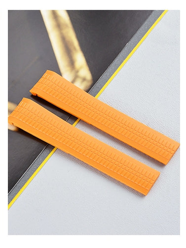 Color: Orange, Size: 21mm Silver Buckle - Rubber Watch Strap Baida ''silicone Strap 21mm Folding Buckle