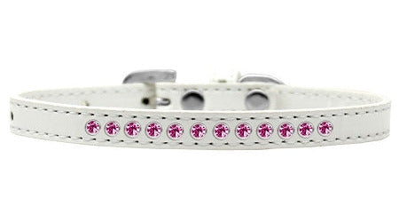 Bright Pink Crystal Size 12 White Puppy Collar