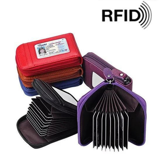 Color: Pink - Zip Vault RFID Blocker Card Holder And Wallet