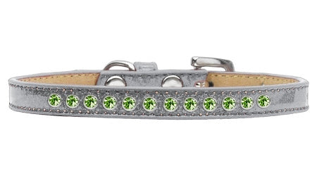 Lime Green Crystal Size 10 Silver Puppy Ice Cream Collar