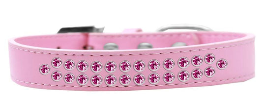Two Row Bright Pink Crystal Size 12 Light Pink Dog Collar
