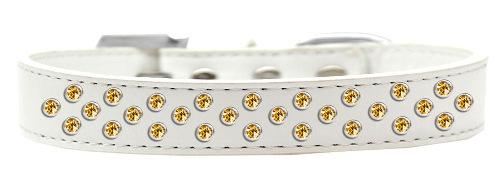 Sprinkles Dog Collar Yellow Crystals Size 16 White