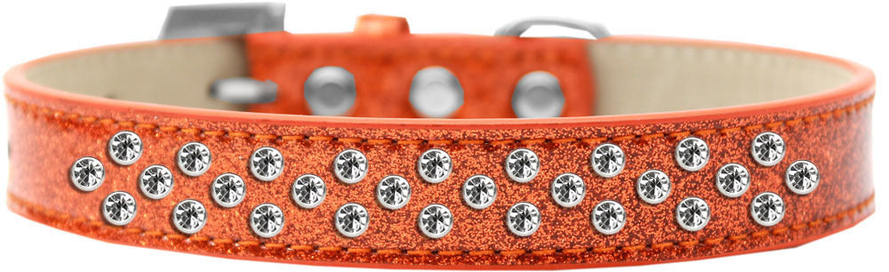 Sprinkles Ice Cream Dog Collar Clear Crystals Size 18 Orange