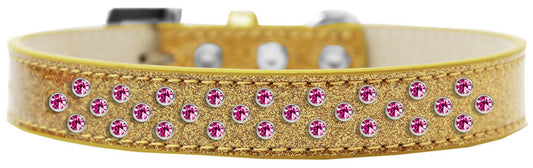Sprinkles Ice Cream Dog Collar Bright Pink Crystals Size 12 Gold