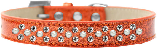 Sprinkles Ice Cream Dog Collar Pearl and Clear Crystals Size 18 Orange