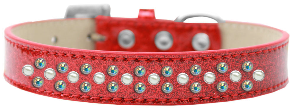 Sprinkles Ice Cream Dog Collar Pearl and AB Crystals Size 18 Red