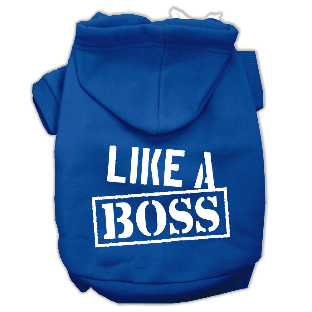 Like a Boss Screen Print Pet Hoodies Blue Size XXL