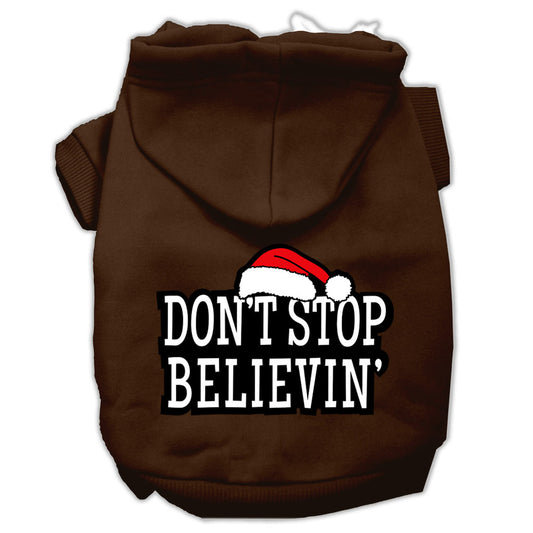 Don't Stop Believin' Screenprint Pet Hoodies Brown Size XXXL