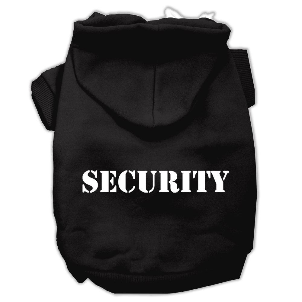 Security Screen Print Pet Hoodies Black Size w/ Cream Size text Med