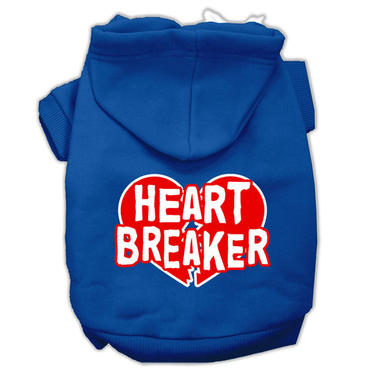 Heart Breaker Screen Print Pet Hoodies Blue Size Lg