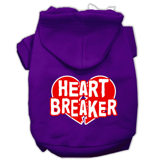 Heart Breaker Screen Print Pet Hoodies Purple Size XS
