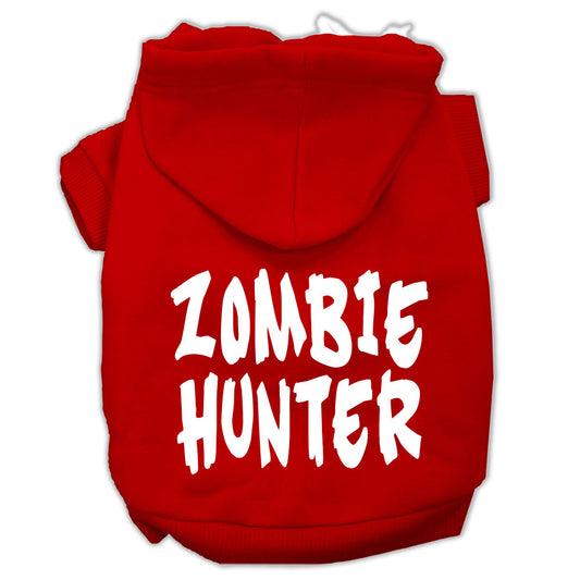 Zombie Hunter Screen Print Pet Hoodies Red Size S