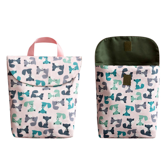 Color: Pink little fox, Size: L - Baby diaper storage bag