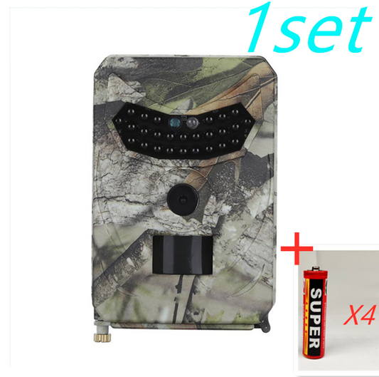 Color: Green, style: With 4pcs battery - 1080P Trail Camera Hunting Game Camera Outdoor Wildlife Scouting Camera PIR Sensor Infrared Night Vision