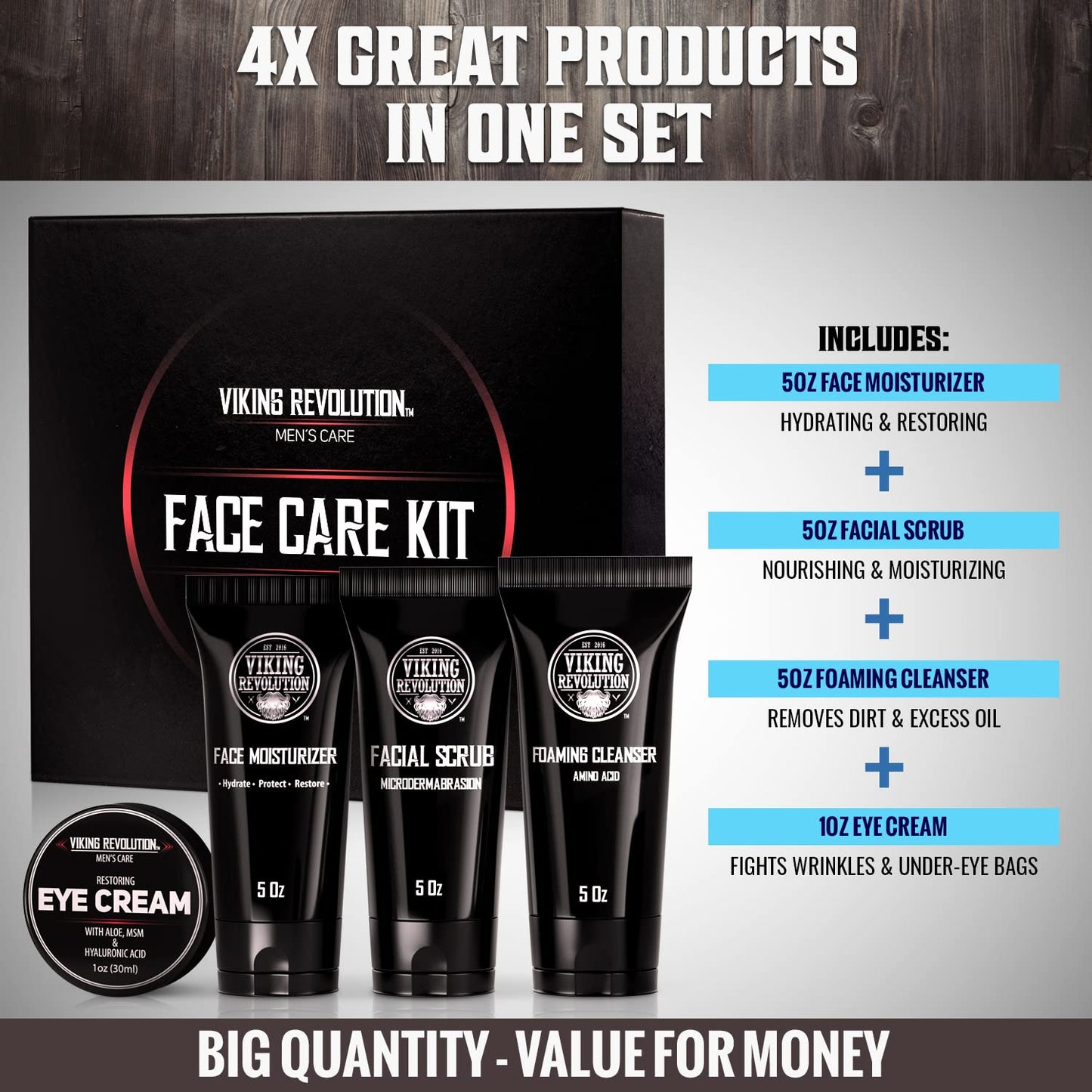 Viking Revolution - Men's Facial Skin Care Kit - (5oz) Microdermabrasion