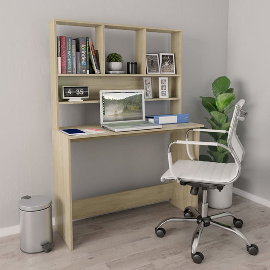 vidaXL Desk with Shelves Sonoma Oak 43.3"x17.7"x61.8" Engineered Wood