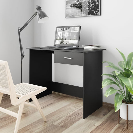 vidaXL Desk Black 39.4"x19.7"x29.9" Engineered Wood