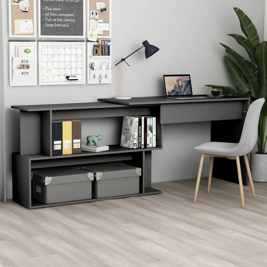 vidaXL Corner Desk Gray 78.7"x19.7"x29.9" Engineered Wood