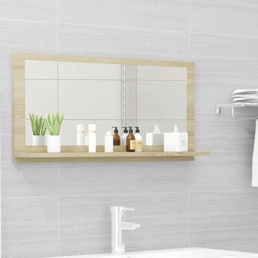 vidaXL Bathroom Mirror Sonoma Oak 31.5"x4.1"x14.6" Engineered Wood