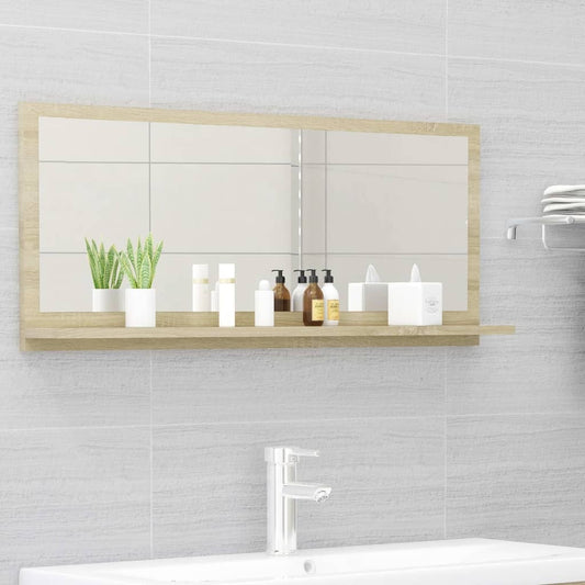 vidaXL Bathroom Mirror Sonoma Oak 35.4"x4.1"x14.6" Engineered Wood