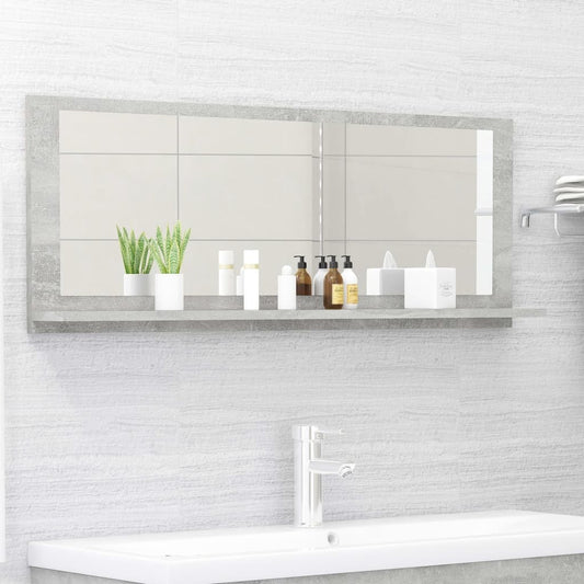 vidaXL Bathroom Mirror Concrete Gray 39.4"x4.1"x14.6" Engineered Wood