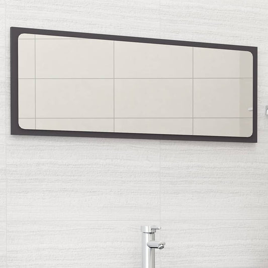 vidaXL Bathroom Mirror Gray 39.4"x0.6"x14.6" Engineered Wood