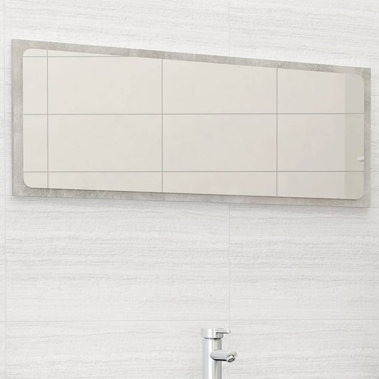 vidaXL Bathroom Mirror Concrete Gray 39.4"x0.6"x14.6" Engineered Wood